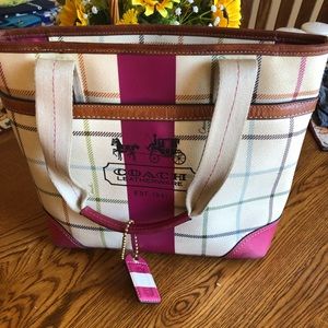 Pink plaid Coach Handbag
